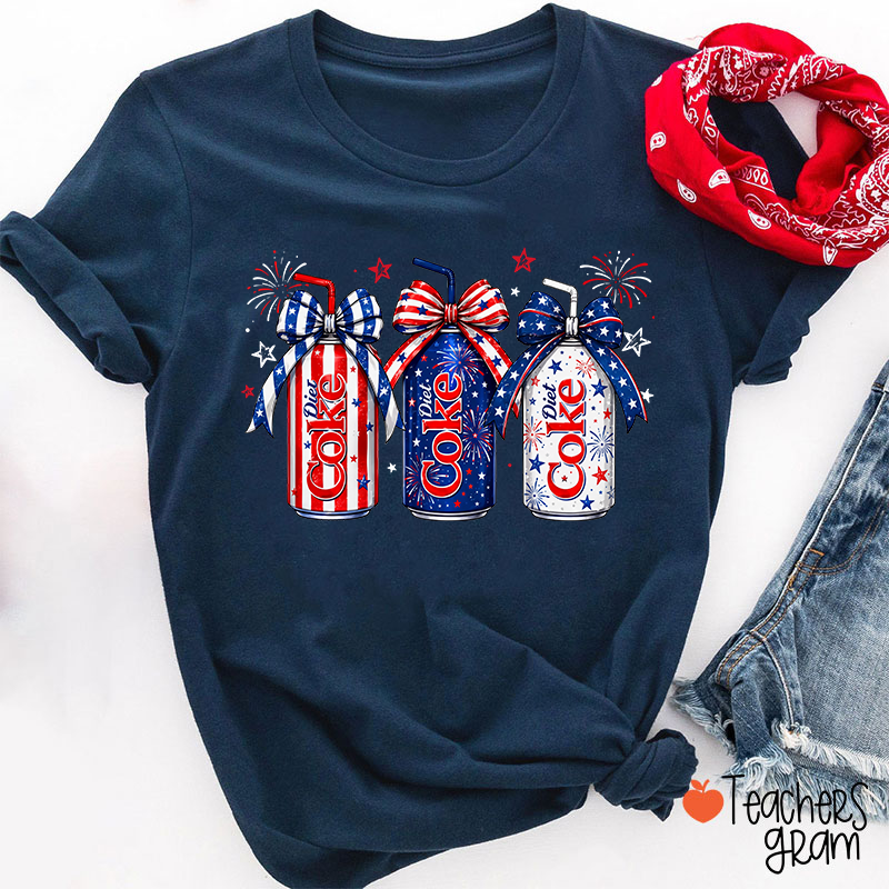 4th Of July Coquette Bow Coke Lover Teacher T-Shirt