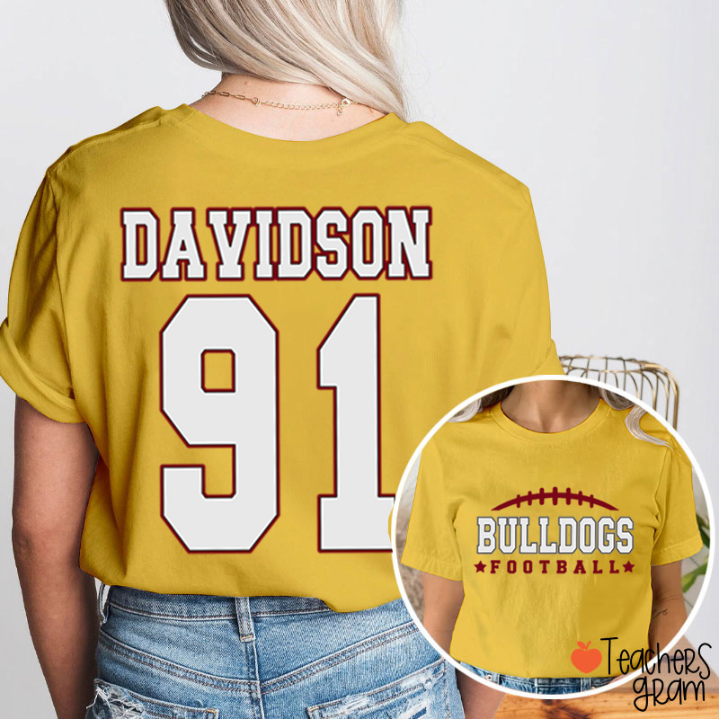 Personalized Name And Sport Number Teacher Two Sided T-Shirt