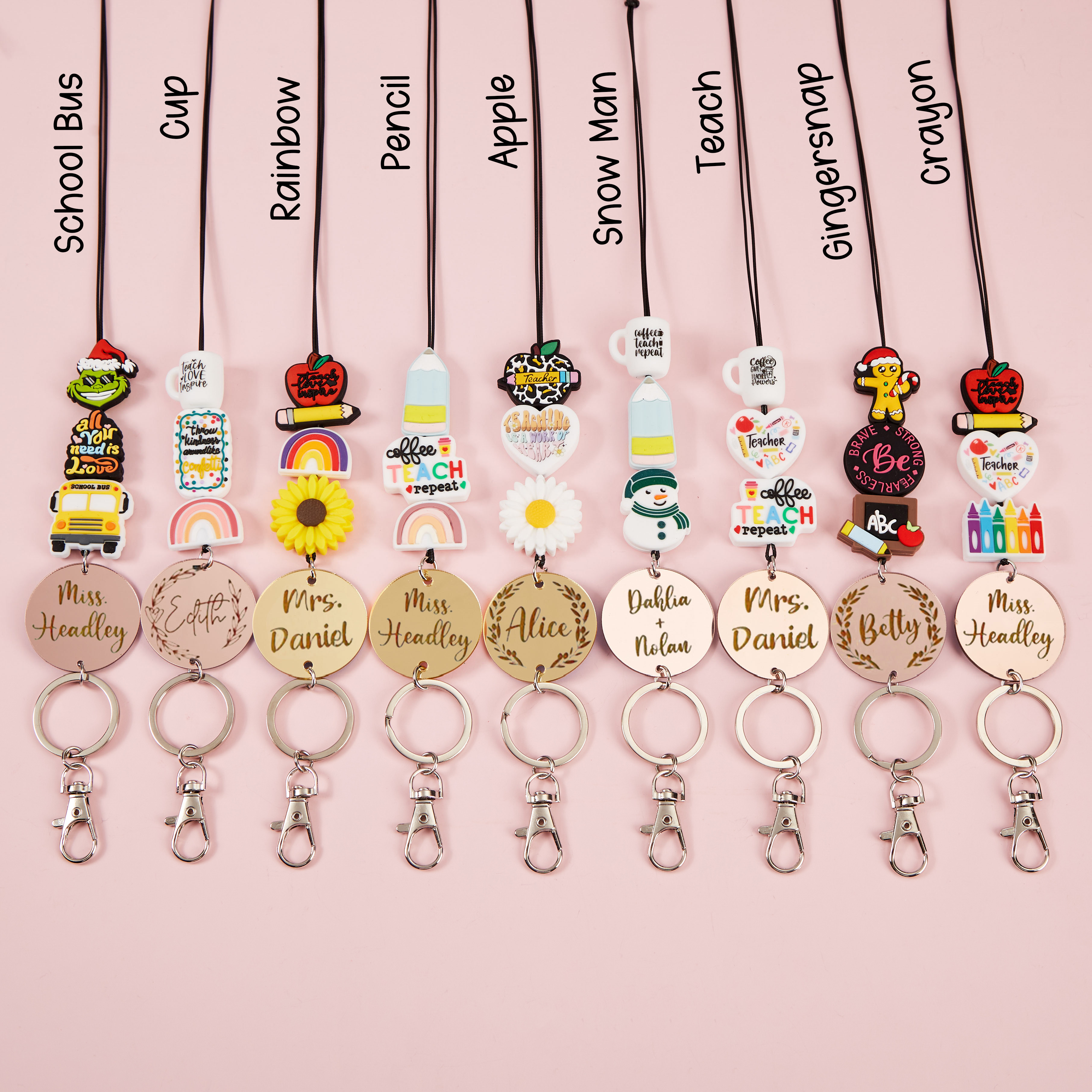 Personalized Lovely Teaching Elements Beaded Teacher Lanyard