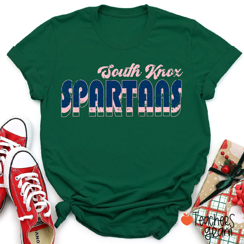 Personalized Mascot And School Name Distressed Retro Spirit Teacher T-Shirt