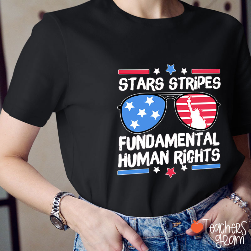 Stars Stripes Fundamental Human Rights Teacher T-Shirt