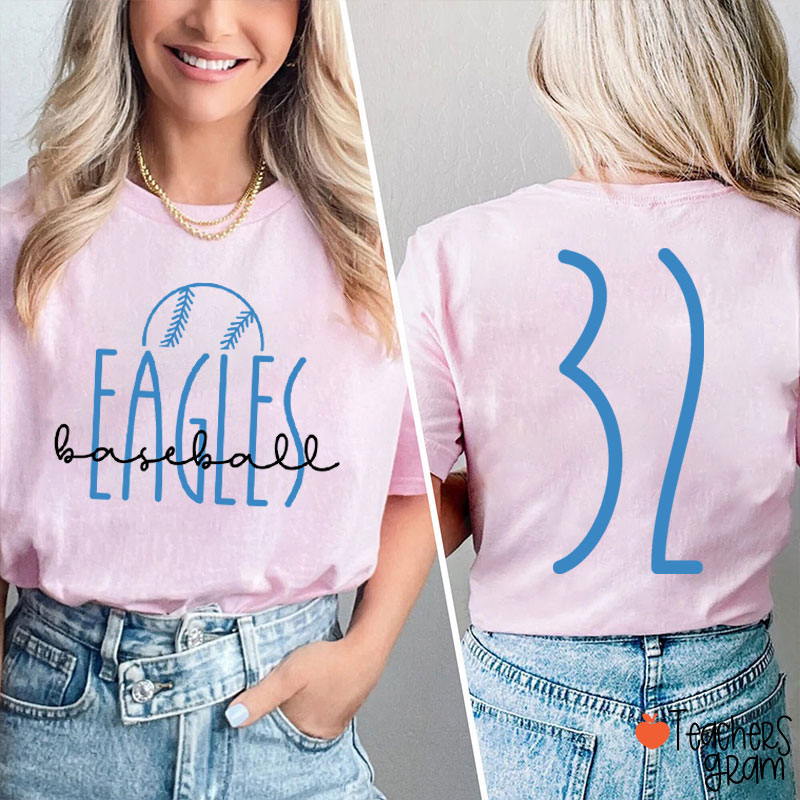 Personalized Mascot And Sport Simple Font Design Teacher Two Sided T-Shirt