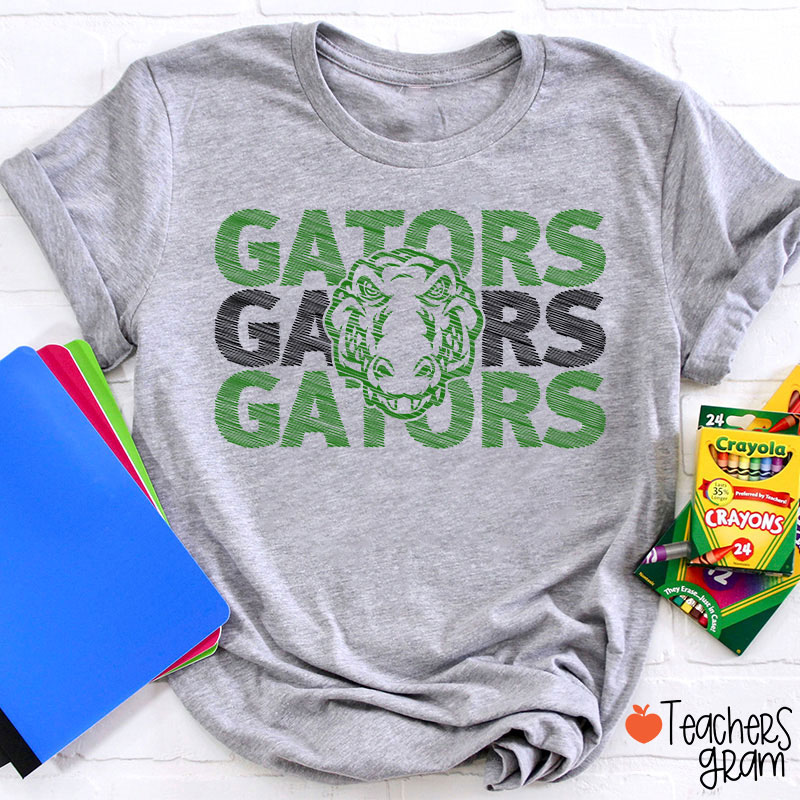 Personalized Mascot School Spirit Sketch Brushstrokes Teacher T-Shirt