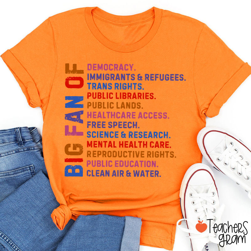 Big Fan Of Human Rights Democracy Teacher T-Shirt