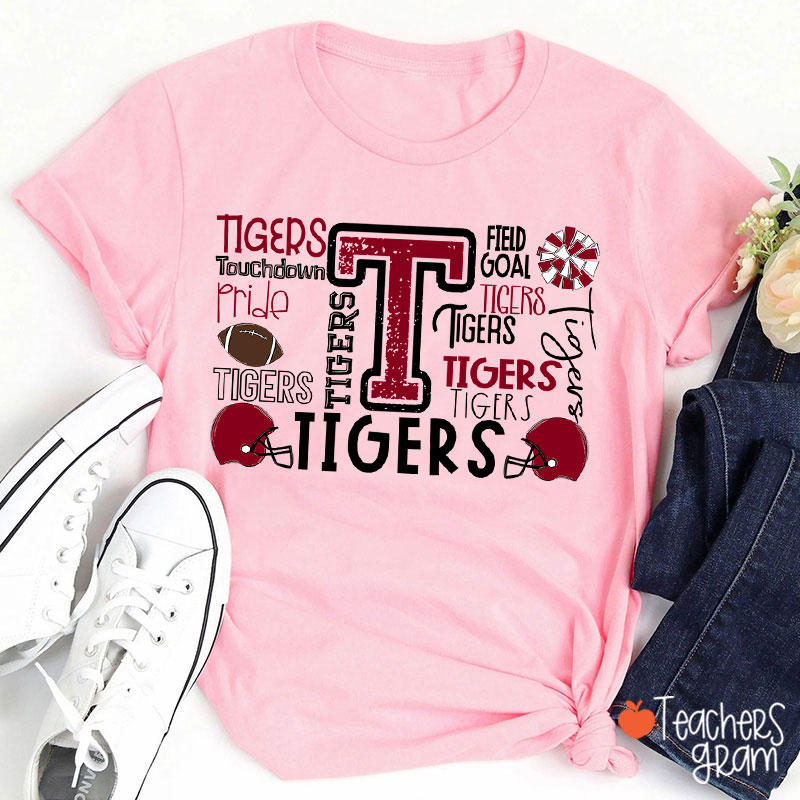 Personalized Mascot Football Pride Defense Field Goal Teacher T-Shirt