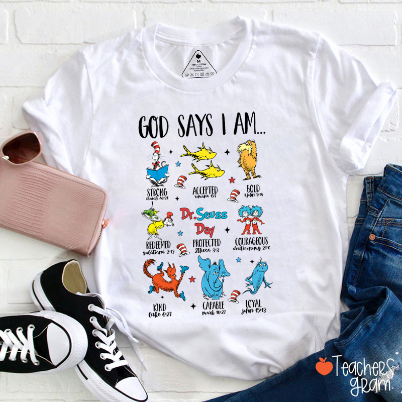Reading Season God Says I Am Teacher T-Shirt Sale-Teachersgram