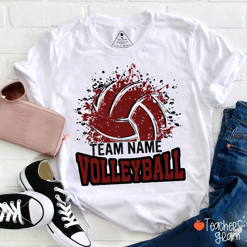 Personalized Team Name And Sport Splash Effect Teacher T-Shirt