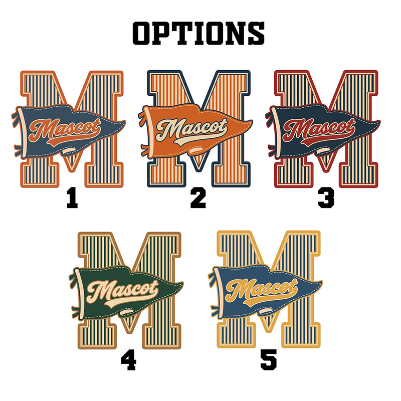 Personalized Mascot Sport Striped Varsity Pennant Teacher T‑Shirt
