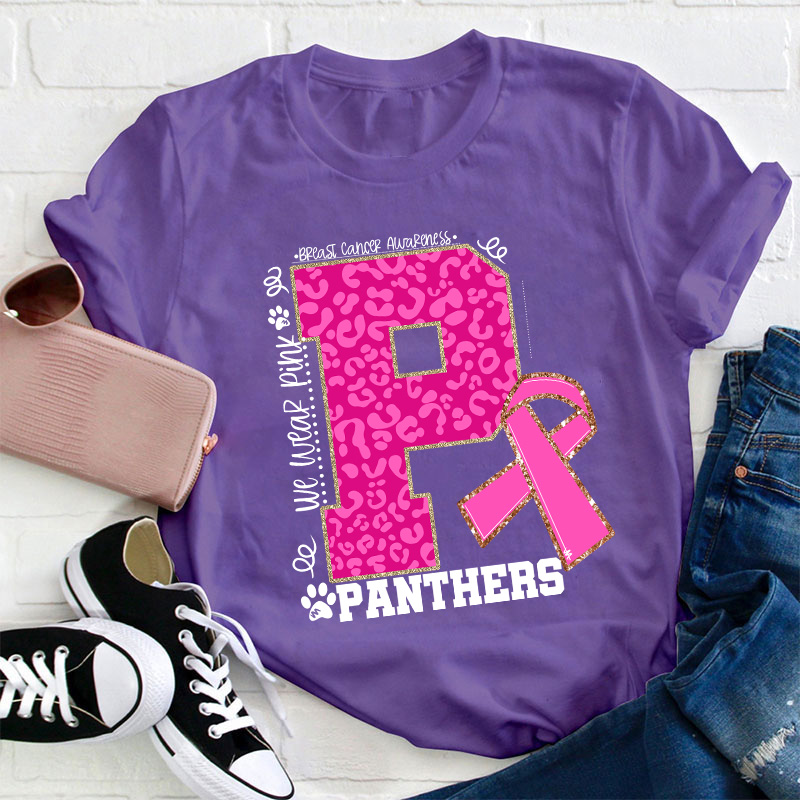 Personalized We Wear Pink Breast Cancer Teacher T-Shirt
