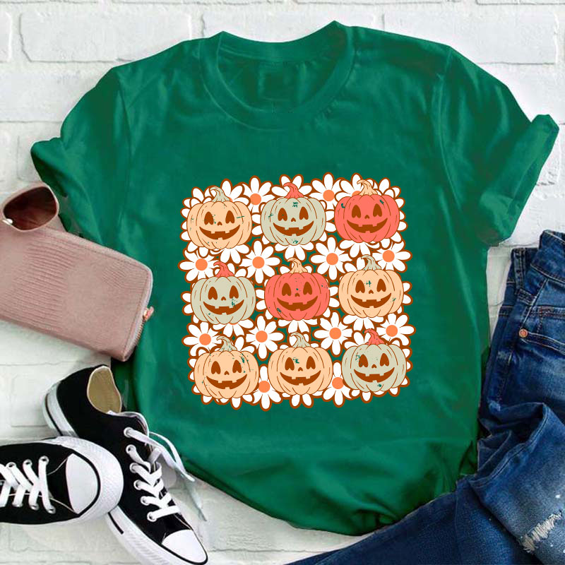 Daisy Pumpkin Teacher T-Shirt