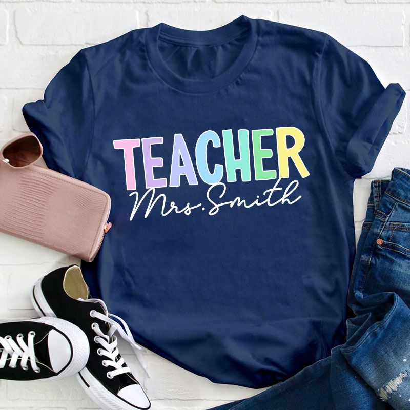 Personalized Name Gradient Color Teacher T-Shirt
