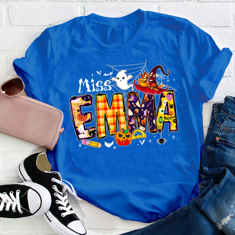 Personalized Name Happy Halloween Teacher T-Shirt