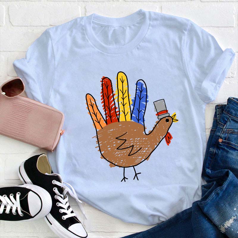 Hand Painted Turkey Teacher T-Shirt