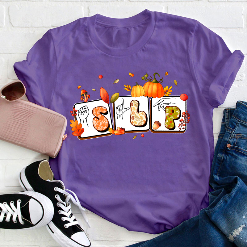 Fall Pumkin Slp Teacher T-Shirt