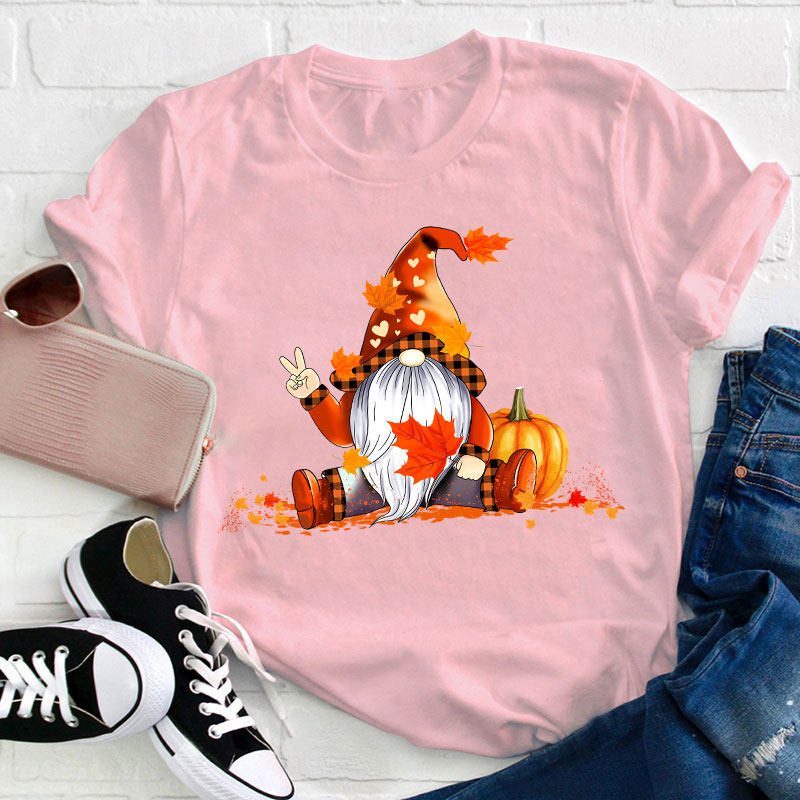 Autumn Gnome Teacher T-Shirt