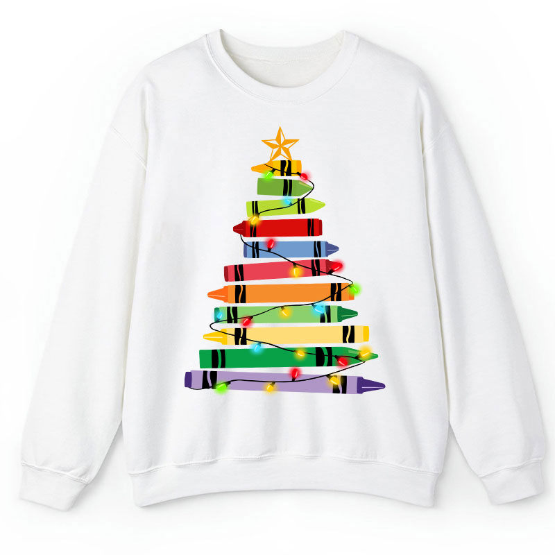 Crayons Tree Colored Ligths Teacher Sweatshirt