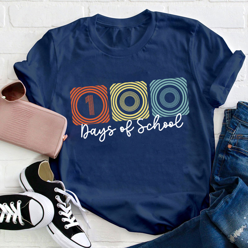 100 Days Of School Line Pattern Teacher T-Shirt