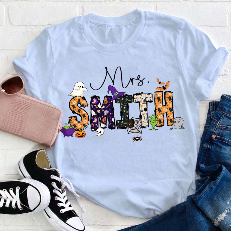 Personalized Name Happy Halloween Teacher T-Shirt