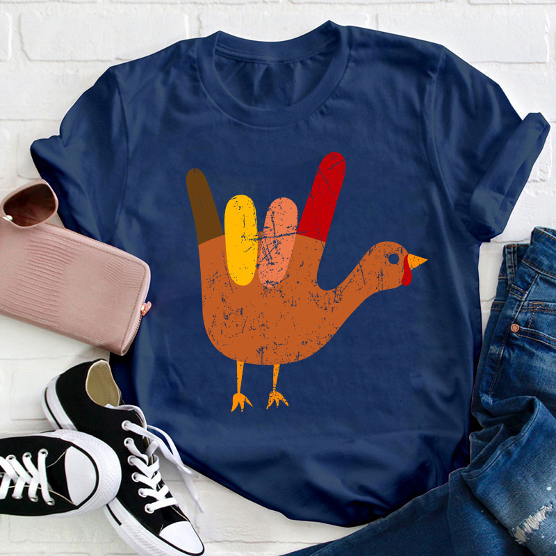 Love Peace And Turkey Teacher T-Shirt