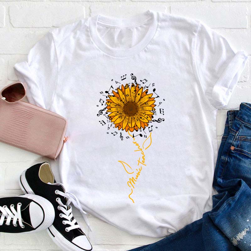 Music Teacher Sunflower Teacher T-Shirt