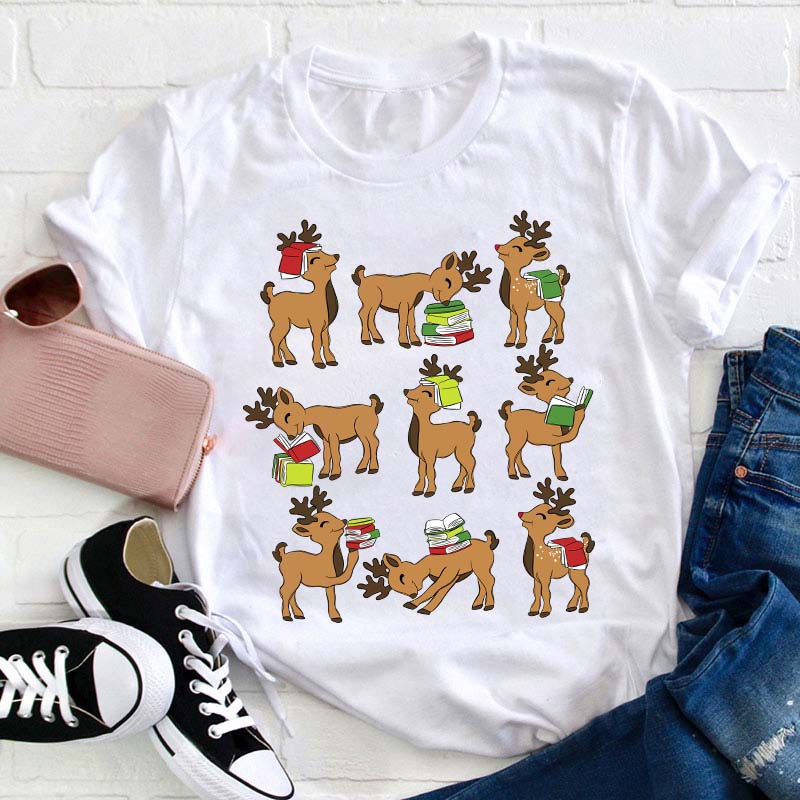 Reindeer Reading Teacher T-Shirt