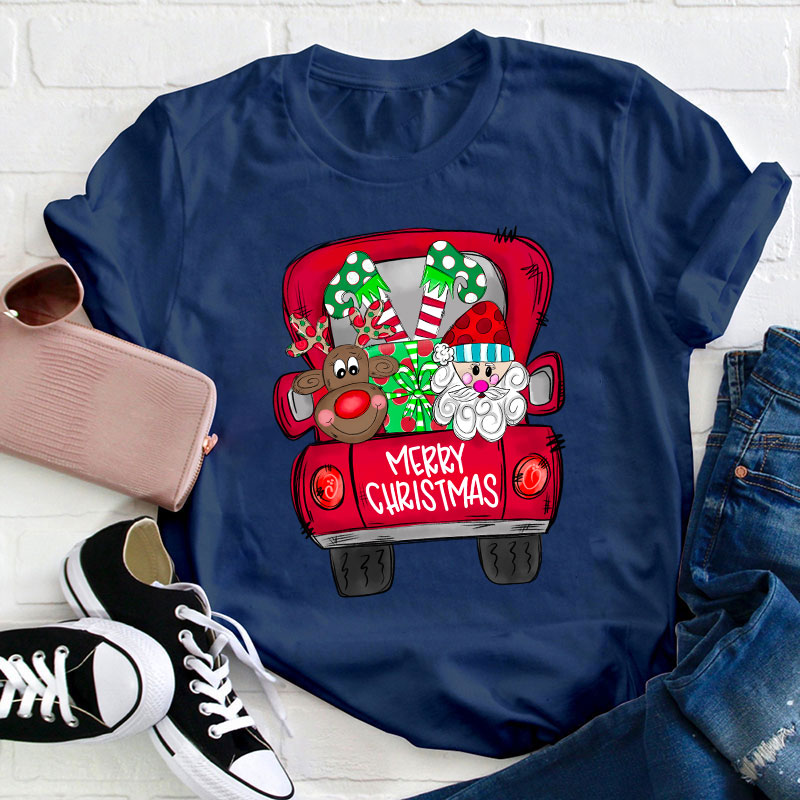 Merry Christmas Truck Teacher T-Shirt