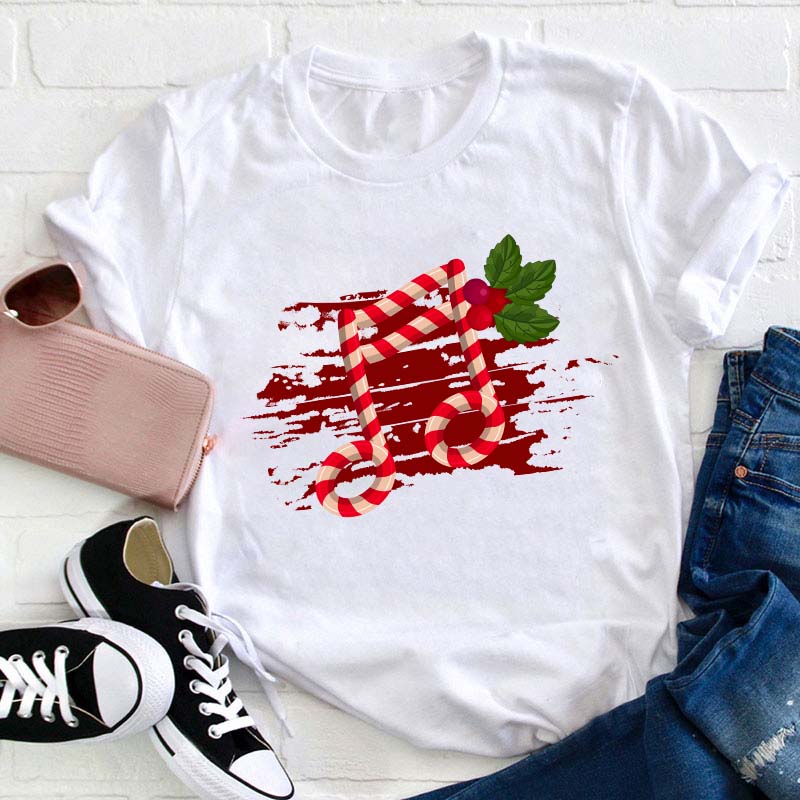 Christmas Music Note Teacher T-Shirt