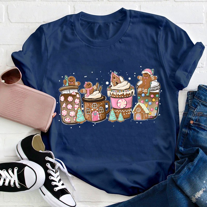 Gingerbread Christmas Coffee Christmas Teacher T-Shirt