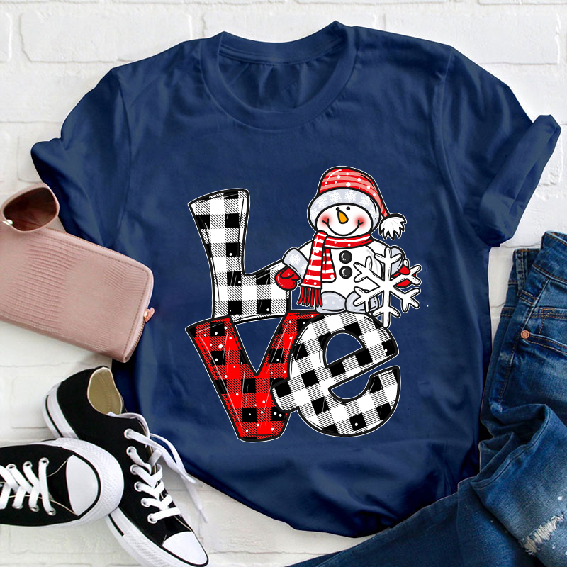 Love Cute Snowman Teacher T-Shirt