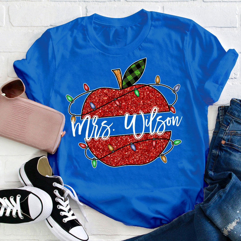 Personalized Shining Apple Teacher T-Shirt