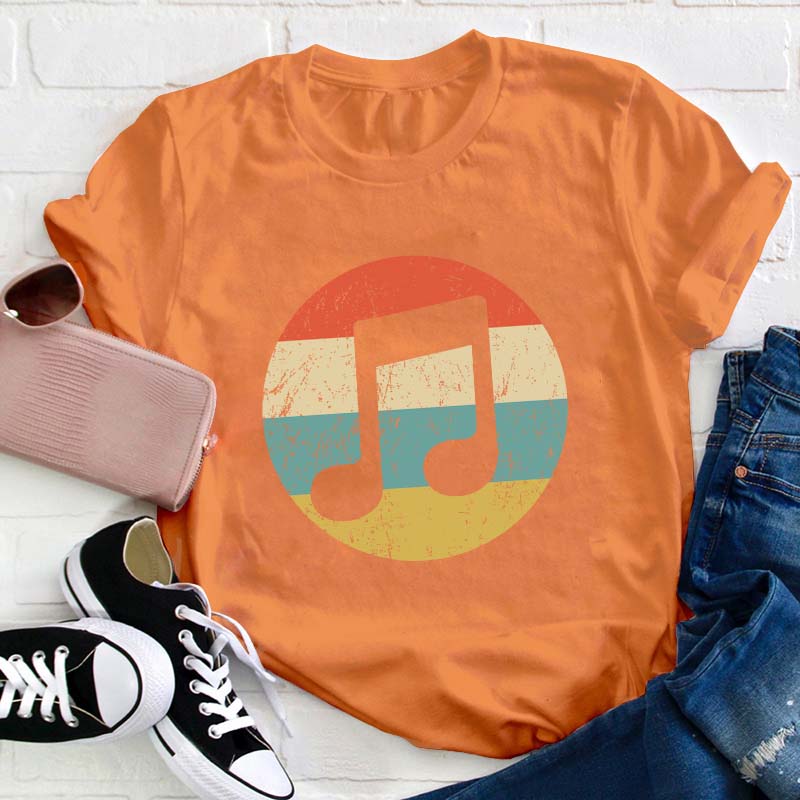 Retro Musical Notes Teacher T-Shirt