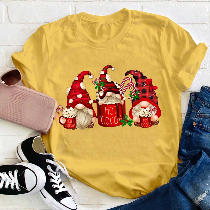 Hot Cocoa Gnomes Christmas Teacher T-Shirt