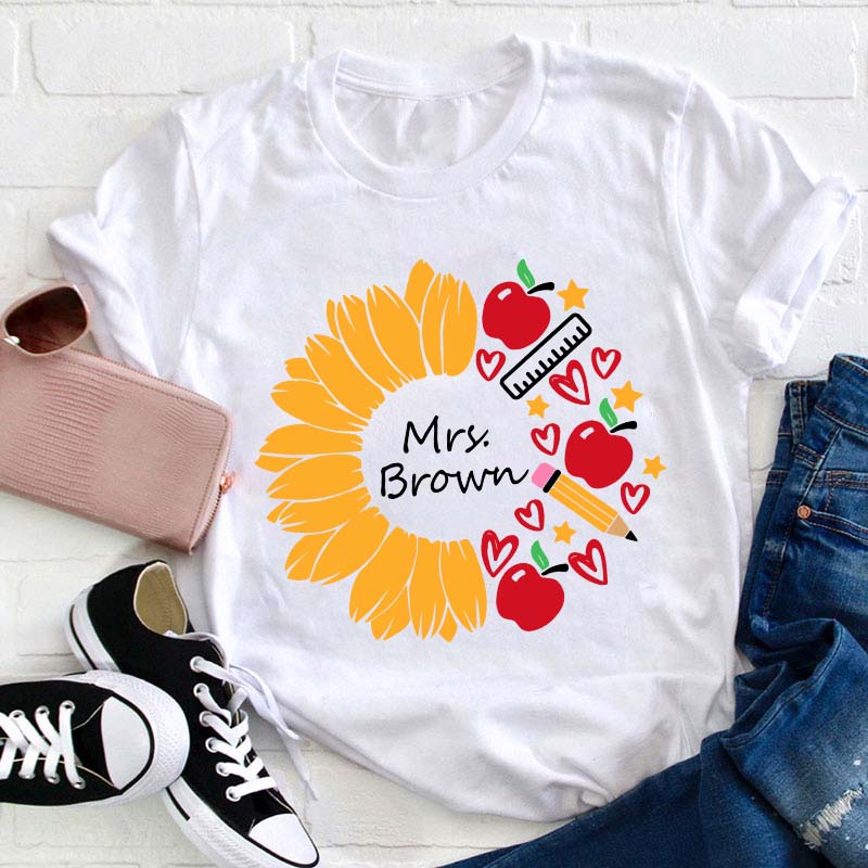 Personalized Sunflower Teacher Life Teacher T-Shirt