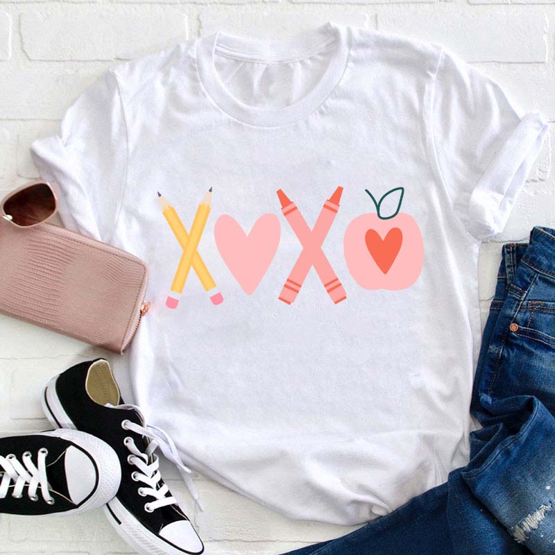 Pencil Crayon Apple Teacher T-Shirt Sale-Teachersgram