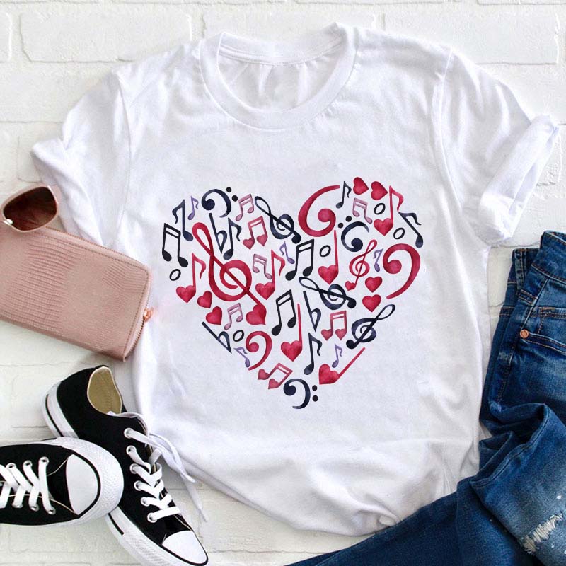 Musical Note Heart Teacher T-Shirt Sale-Teachersgram