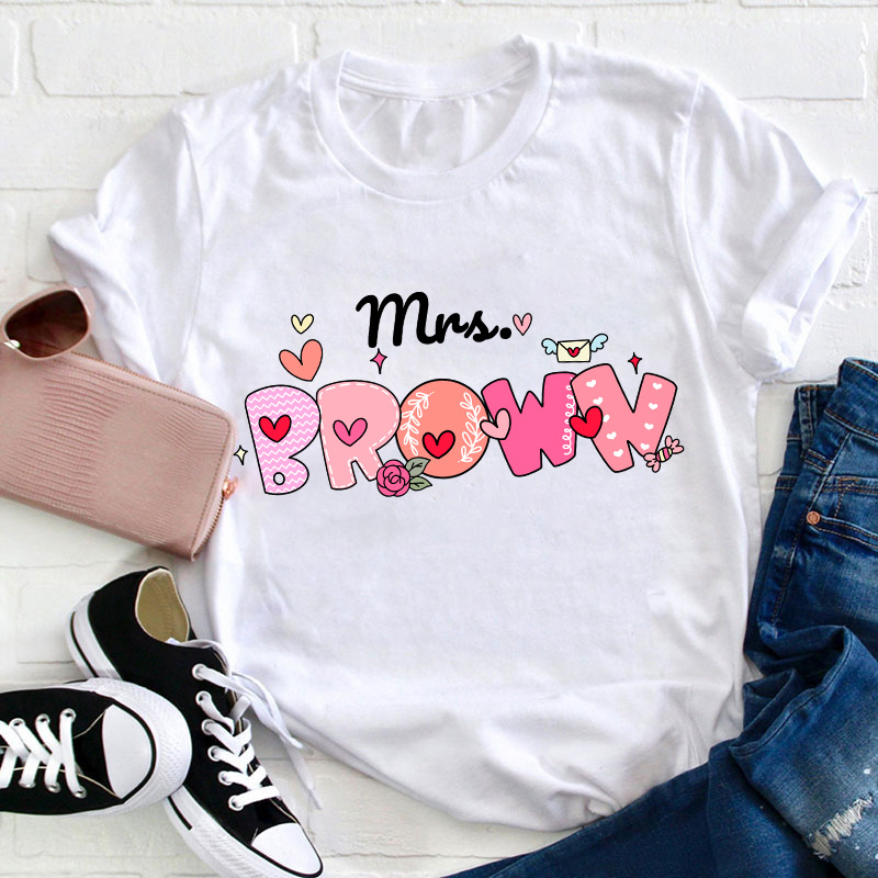 Personalized Name Pink Bubble Teacher T-Shirt Sale-Teachersgram