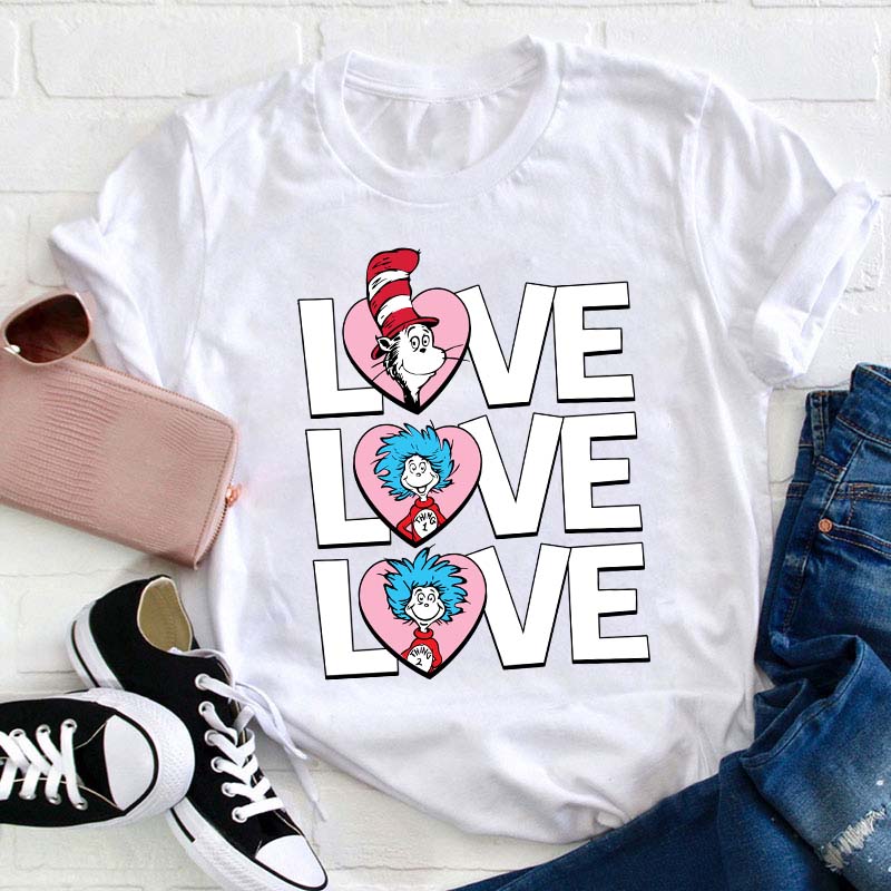 Valentine's Day With Cat And Things Teacher T-Shirt