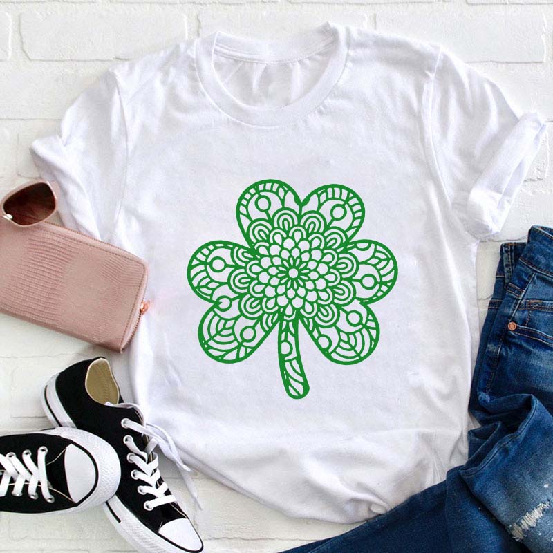 Pretty Shamrock Mandala Teacher T-Shirt