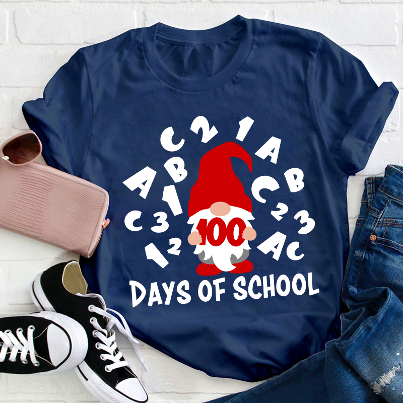 100 Days Of School Gnome Teacher T-Shirt