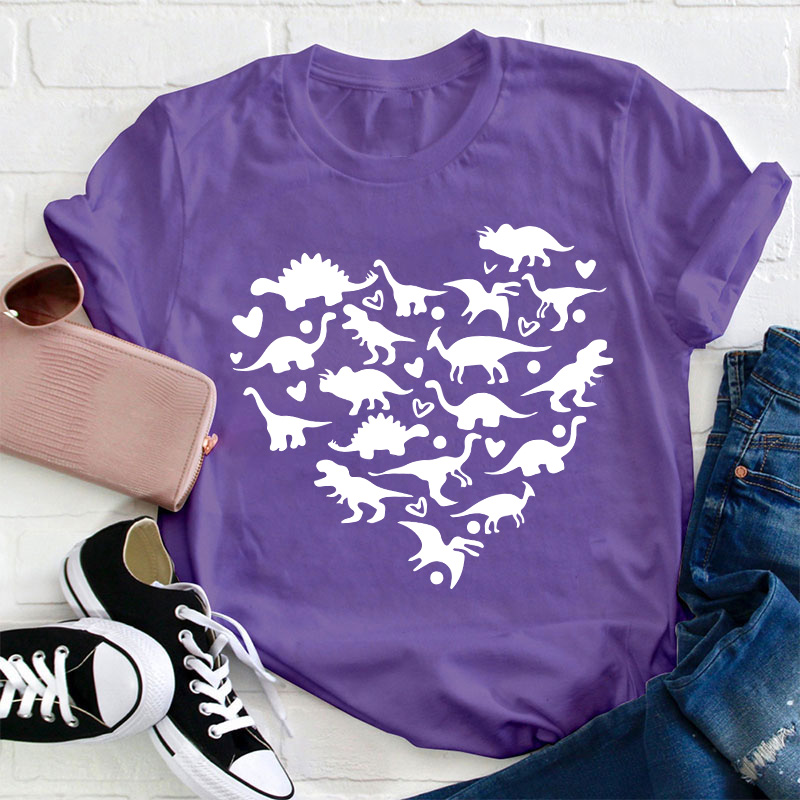 Dinosaur Heart Teacher T-Shirt