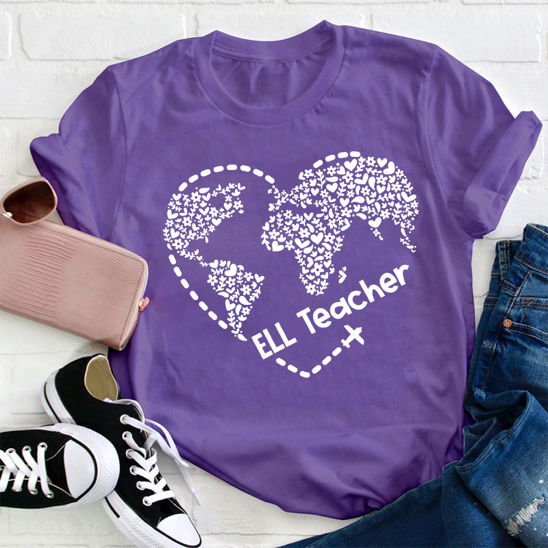 Ell Cute Heart Shape Teacher T-Shirt