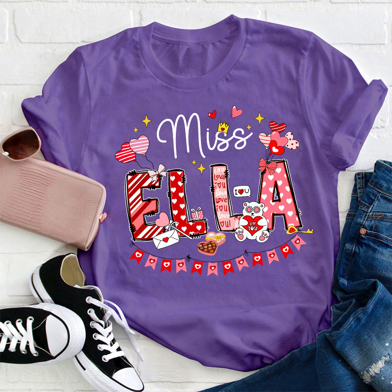 Personalized Valentines Day Teacher T-Shirt