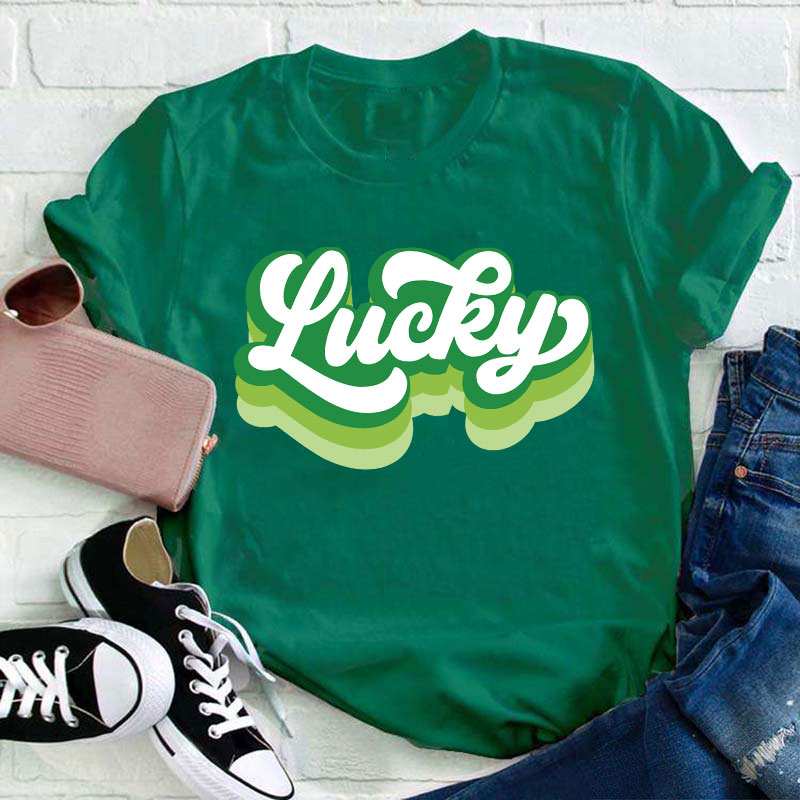 Retro Lucky Teacher T-Shirt Sale-Teachersgram