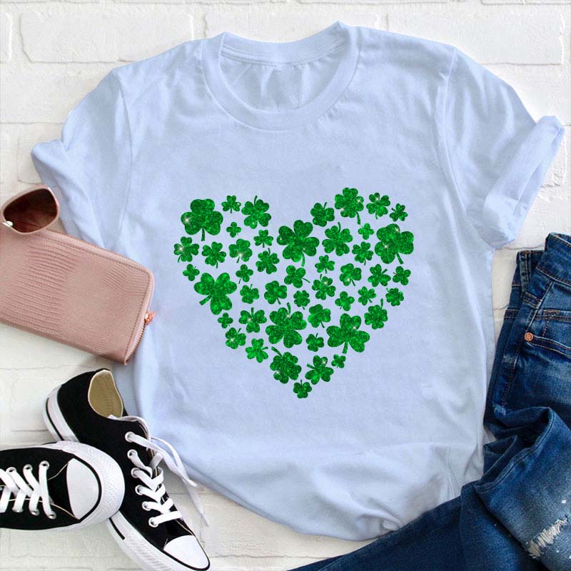 Heart Shamrock Teacher T-Shirt