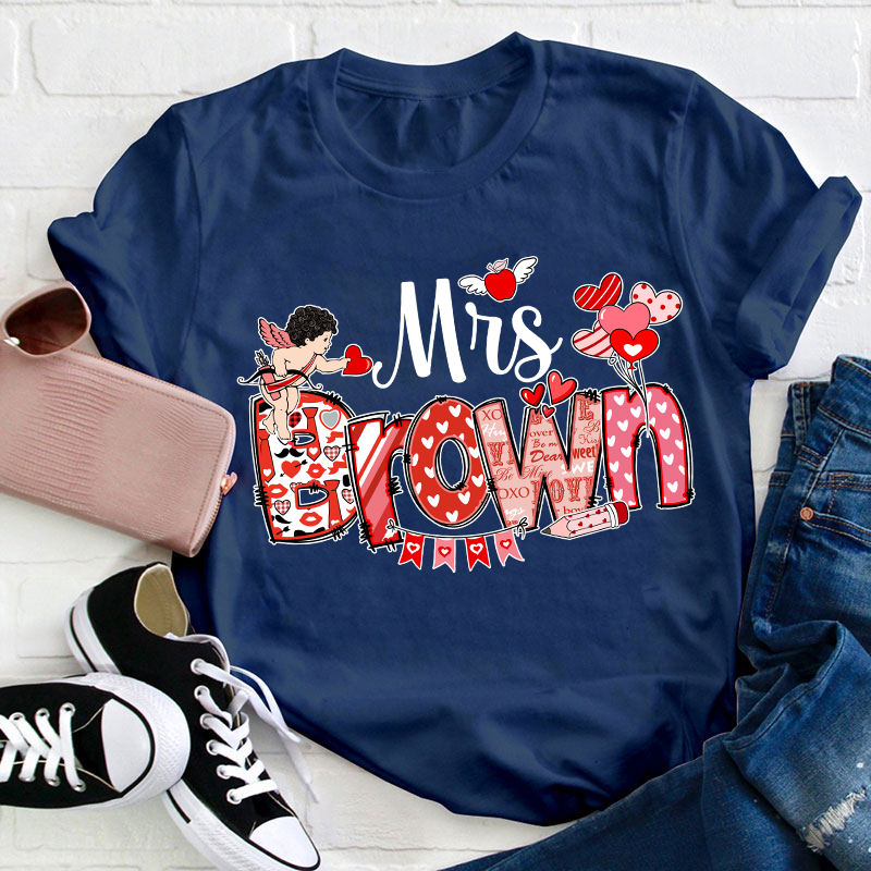 Personalized Valentine Cute Teacher T-Shirt