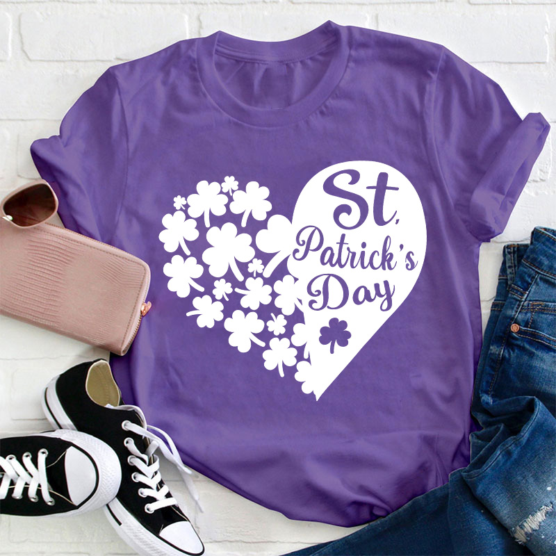 Shamrock With Heart Teacher T-Shirt