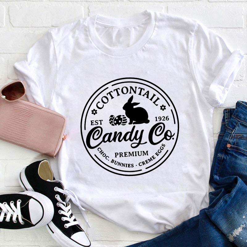 Cottontail Candy Company Easter Teacher T-Shirt