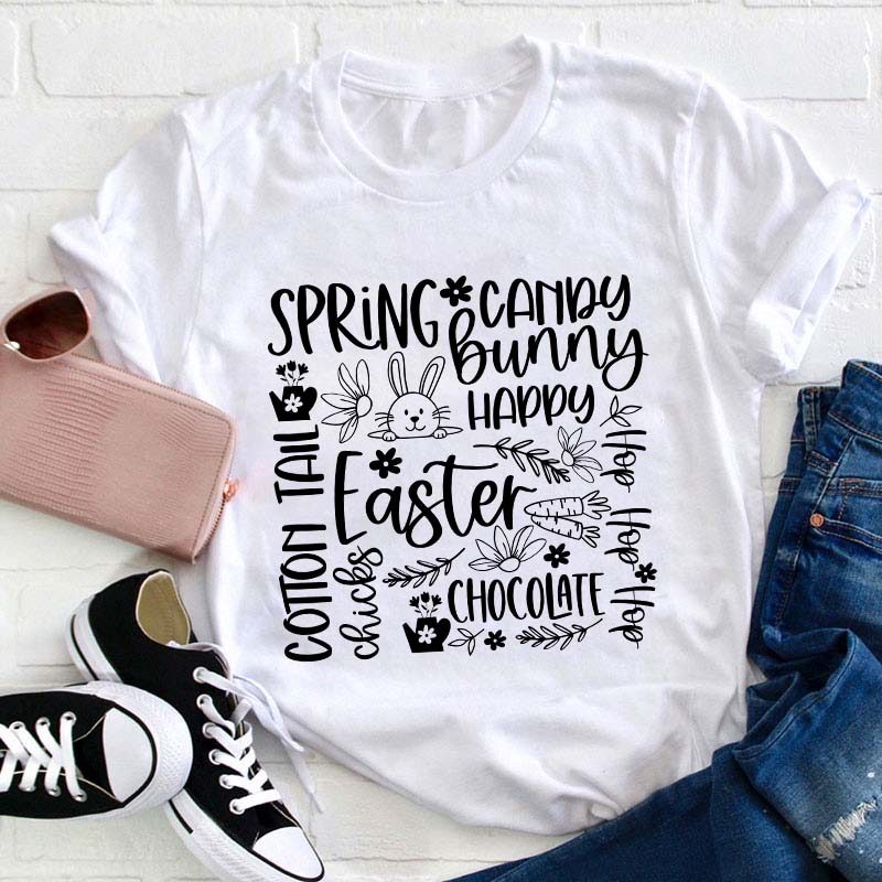 Happy Easter Spring Bunny Teacher T-Shirt