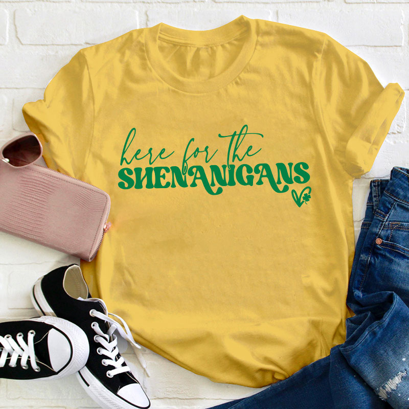 Here For The Shenanigans Teacher T-Shirt