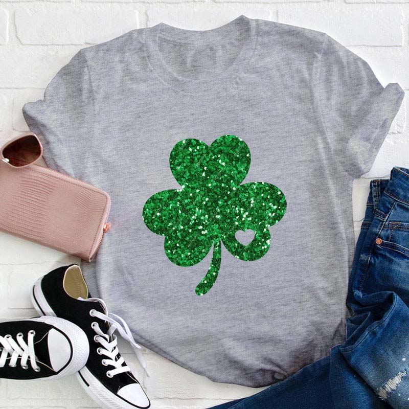 Glitter Shamrock Teacher T-Shirt